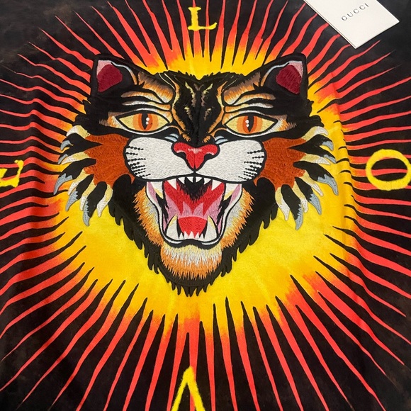 Gucci Angry Cat Printed Cotton Jersey T-Shirt Sz XS - Picture 2 of 7